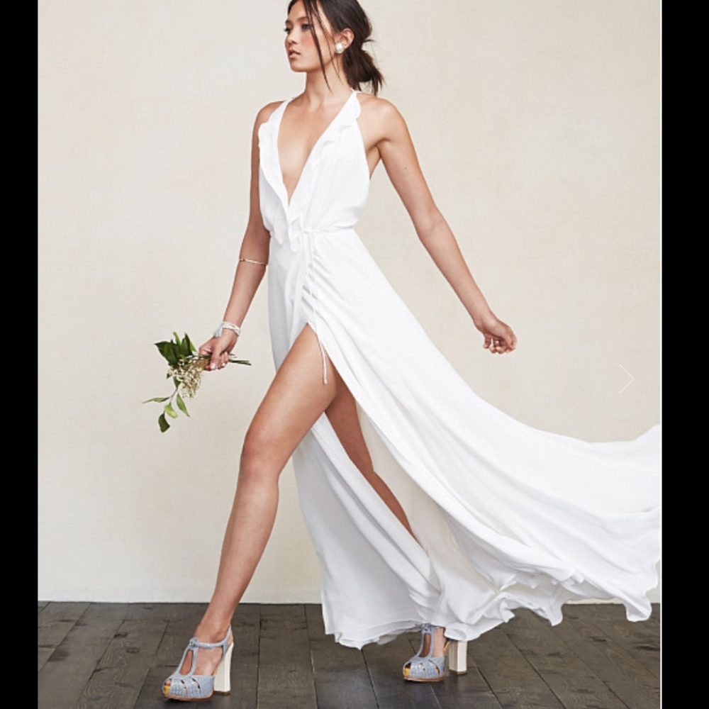 NWT- reformation arianna dress white size L